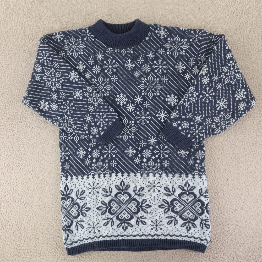 VTG American Pride Sweater Mens M Blue Fair Isle Snowflake 90s Made in USA